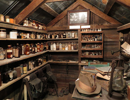 Inside the Doc's medicine house - in reality a tiny shack. Most of these items are the ones he used.