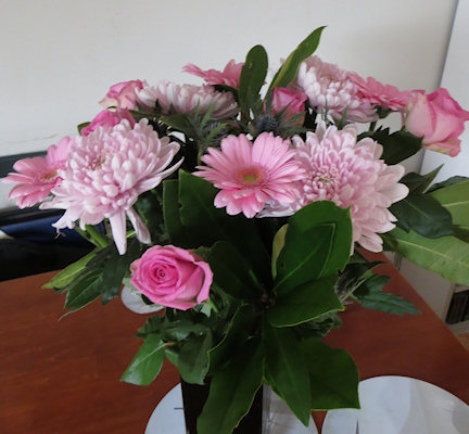 Flowers from friends - thanks for coming Natasha and Jared.