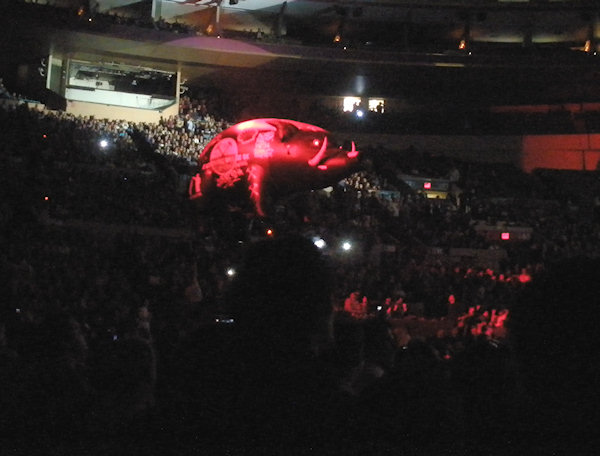 When we saw Roger Waters do The Wall at Madison Square Garden - he floated a giant pig above the audience.