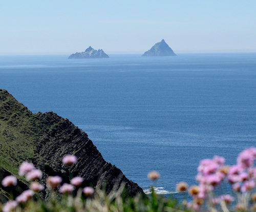 The two Skelligs rising out of the sea mist.