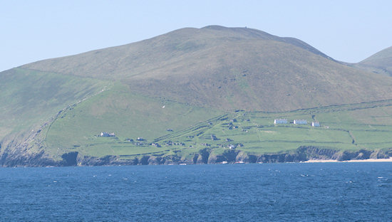 The ruins of the village on Great Blasket as seen from the mainland. Not far - but a world away.