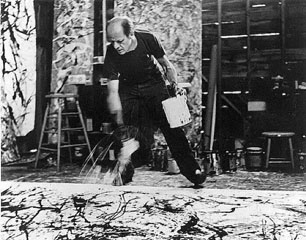 Pollock at work - one of the pictures taken by Hans Namuth