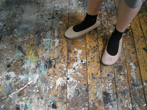The studio floor - I must point out, those are not my feet.